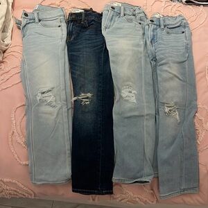 Boys Abercrombie Kids Light and Dark Blue Distressed Skinny Jeans 7/8